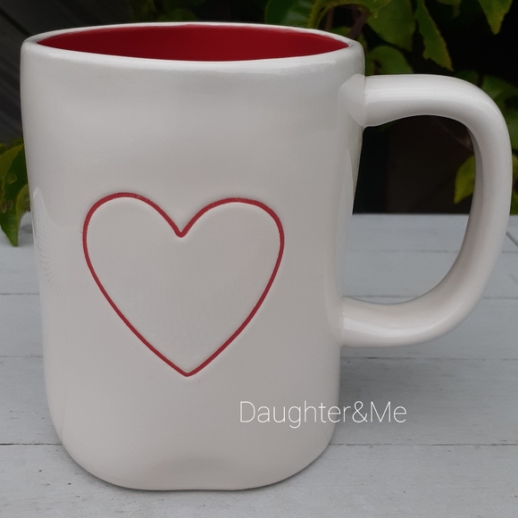 Rae Dunn Other - NEW! Rae Dunn Valentine's Double Sided Red HEART Coffee Tea Mug Cup Red Interior